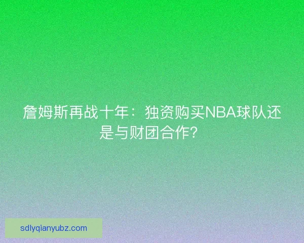 詹姆斯再战十年:独资购买NBA球队还是与财团合作? 詹姆斯再战十年:独资购买NBA球队还是与财团合作?